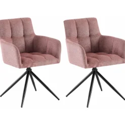 CLP Set van 2 Eetkamerstoel Jonah zwart Frame - Stof - robijnrood