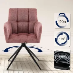 CLP Set van 2 Eetkamerstoel Jonah zwart Frame - Stof - robijnrood