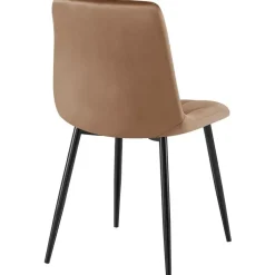 CLP Set van 2 Eetkamerstoel Clairton zwart Frame - Fluweel - bruin