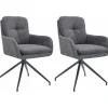 CLP Set van 2 Eetkamerstoel Pickett mat zwart Frame - Stof - donkergrijs