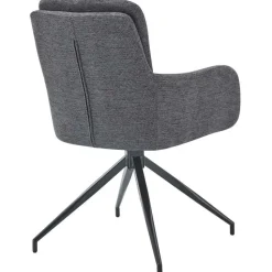 CLP Set van 2 Eetkamerstoel Pickett mat zwart Frame - Stof - donkergrijs