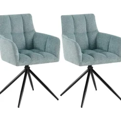 CLP Set van 2 Eetkamerstoel Jonah zwart Frame - Stof - turkis