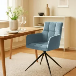 CLP Set van 2 Eetkamerstoel Jonah zwart Frame - Stof - turkis