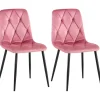 CLP Set van 2 Eetkamerstoel Clairton zwart Frame - Fluweel - roze