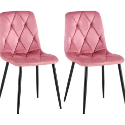 CLP Set van 2 Eetkamerstoel Clairton zwart Frame - Fluweel - roze