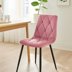 CLP Set van 2 Eetkamerstoel Clairton zwart Frame - Fluweel - roze