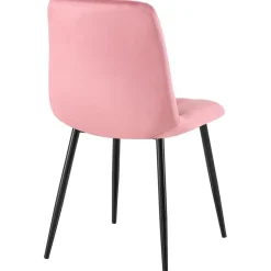 CLP Set van 2 Eetkamerstoel Clairton zwart Frame - Fluweel - roze