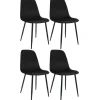 CLP Set van 4 Eetkamerstoel Maryam zwart Frame - Fluweel - zwart