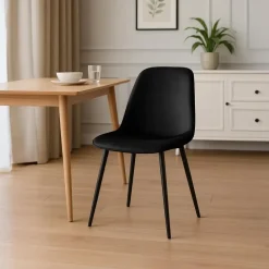 CLP Set van 4 Eetkamerstoel Maryam zwart Frame - Fluweel - zwart