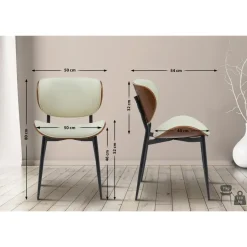 CLP Set van 2 Eetkamerstoel Enid Kunstleer - walnoot/creme