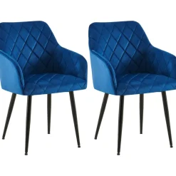 CLP Set van 2 Eetkamerstoel Monett zwart Frame - Fluweel - donkerblauw