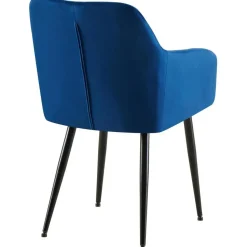 CLP Set van 2 Eetkamerstoel Monett zwart Frame - Fluweel - donkerblauw