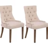 CLP Set van 2 Eetkamerstoel Aberdeen antiek licht Frame - Stof - creme