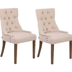 CLP Set van 2 Eetkamerstoel Aberdeen antiek licht Frame - Stof - creme