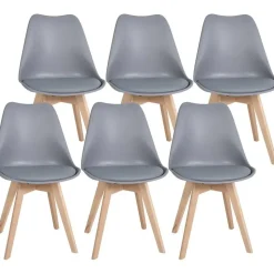 CLP Set van 6 Eetkamerstoel Ramsey natura Frame - Kunststof - grijs