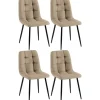 CLP Set van 4 Eetkamerstoel Antibes zwart Frame - Stof - taupe