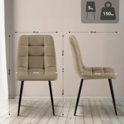 CLP Set van 4 Eetkamerstoel Antibes zwart Frame - Stof - taupe