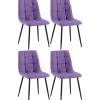 CLP Set van 4 Eetkamerstoel Antibes zwart Frame - Stof - Paars