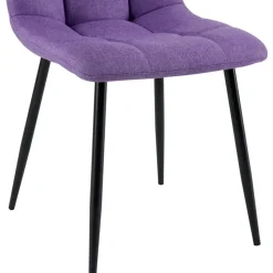 CLP Set van 4 Eetkamerstoel Antibes zwart Frame - Stof - Paars