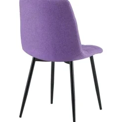 CLP Set van 4 Eetkamerstoel Antibes zwart Frame - Stof - Paars