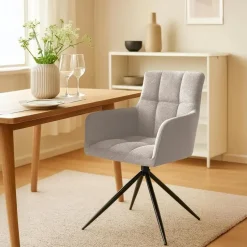 CLP Set van 2 Eetkamerstoel Jonah zwart Frame - Stof - taupe