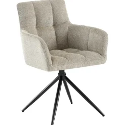 CLP Set van 2 Eetkamerstoel Jonah zwart Frame - Stof - taupe