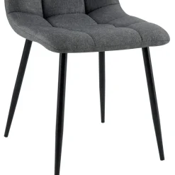 CLP Set van 4 Eetkamerstoel Antibes zwart Frame - Stof - donkergrijs