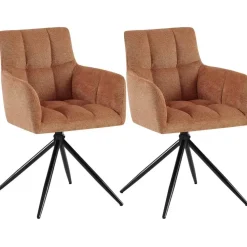 CLP Set van 2 Eetkamerstoel Jonah zwart Frame - Stof - oranje