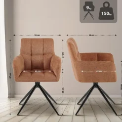 CLP Set van 2 Eetkamerstoel Jonah zwart Frame - Stof - oranje