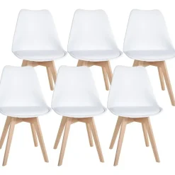 CLP Set van 6 Eetkamerstoel Ramsey natura Frame - Kunststof - wit