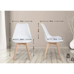 CLP Set van 6 Eetkamerstoel Ramsey natura Frame - Kunststof - wit