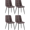CLP Set van 4 Eetkamerstoel Antibes zwart Frame - Stof - bruin