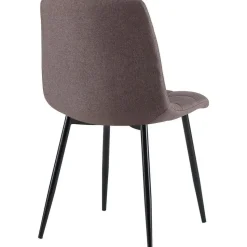 CLP Set van 4 Eetkamerstoel Antibes zwart Frame - Stof - bruin