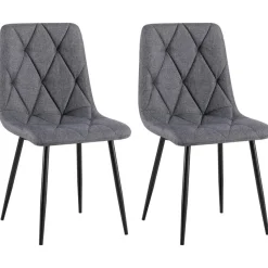 CLP Set van 2 Eetkamerstoel Clairton zwart Frame - Stof - donkergrijs