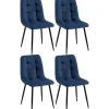 CLP Set van 4 Eetkamerstoel Antibes zwart Frame - Stof - blauw