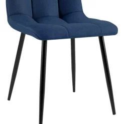 CLP Set van 4 Eetkamerstoel Antibes zwart Frame - Stof - blauw