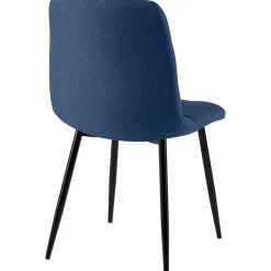 CLP Set van 4 Eetkamerstoel Antibes zwart Frame - Stof - blauw