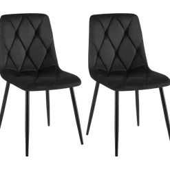 CLP Set van 2 Eetkamerstoel Clairton zwart Frame - Fluweel - zwart