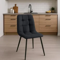 CLP Set van 4 Eetkamerstoel Antibes zwart Frame - Stof - zwart