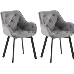 CLP Set van 2 Eetkamerstoel Antigo zwart Frame - Fluweel - donkergrijs