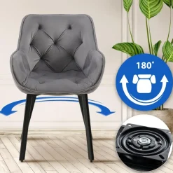 CLP Set van 2 Eetkamerstoel Antigo zwart Frame - Fluweel - donkergrijs