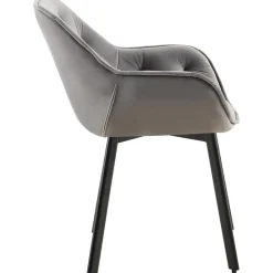 CLP Set van 2 Eetkamerstoel Antigo zwart Frame - Fluweel - donkergrijs