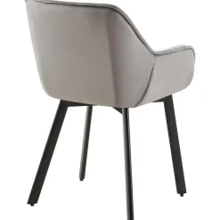 CLP Set van 2 Eetkamerstoel Antigo zwart Frame - Fluweel - donkergrijs