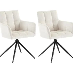 CLP Set van 2 Eetkamerstoel Jonah zwart Frame - Stof - creme