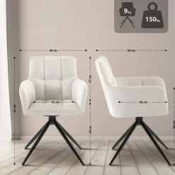 CLP Set van 2 Eetkamerstoel Jonah zwart Frame - Stof - creme