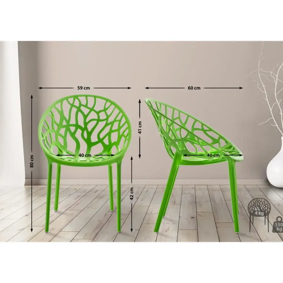 CLP Set van 2 Tuinstoel Hope Kunststof - groen