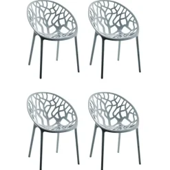 CLP Set van 4 Tuinstoel Hope Kunststof - grijs