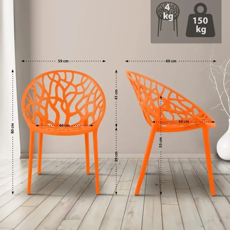 CLP Set van 2 Tuinstoel Hope Kunststof - oranje