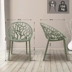 CLP Set van 4 Tuinstoel Hope Kunststof - olijf