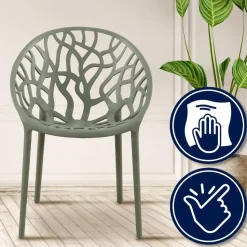 CLP Set van 4 Tuinstoel Hope Kunststof - olijf